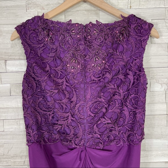 Cameron Blake by Mon Cheri Size 6 Elegant Formal Lace-Beaded Bodice EUC Plum - Picture 14 of 14